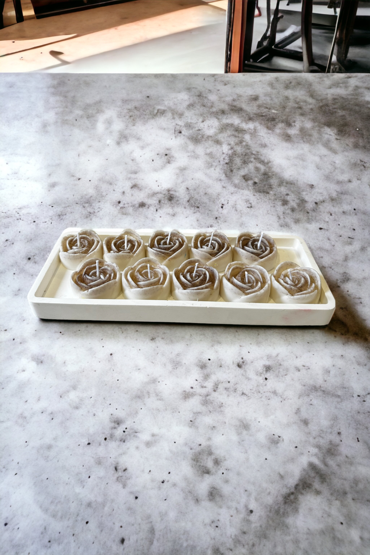 %100 Doğal Soya Mumu Gül Şeklinde Kına Mumu Beyaz 10'lu paket