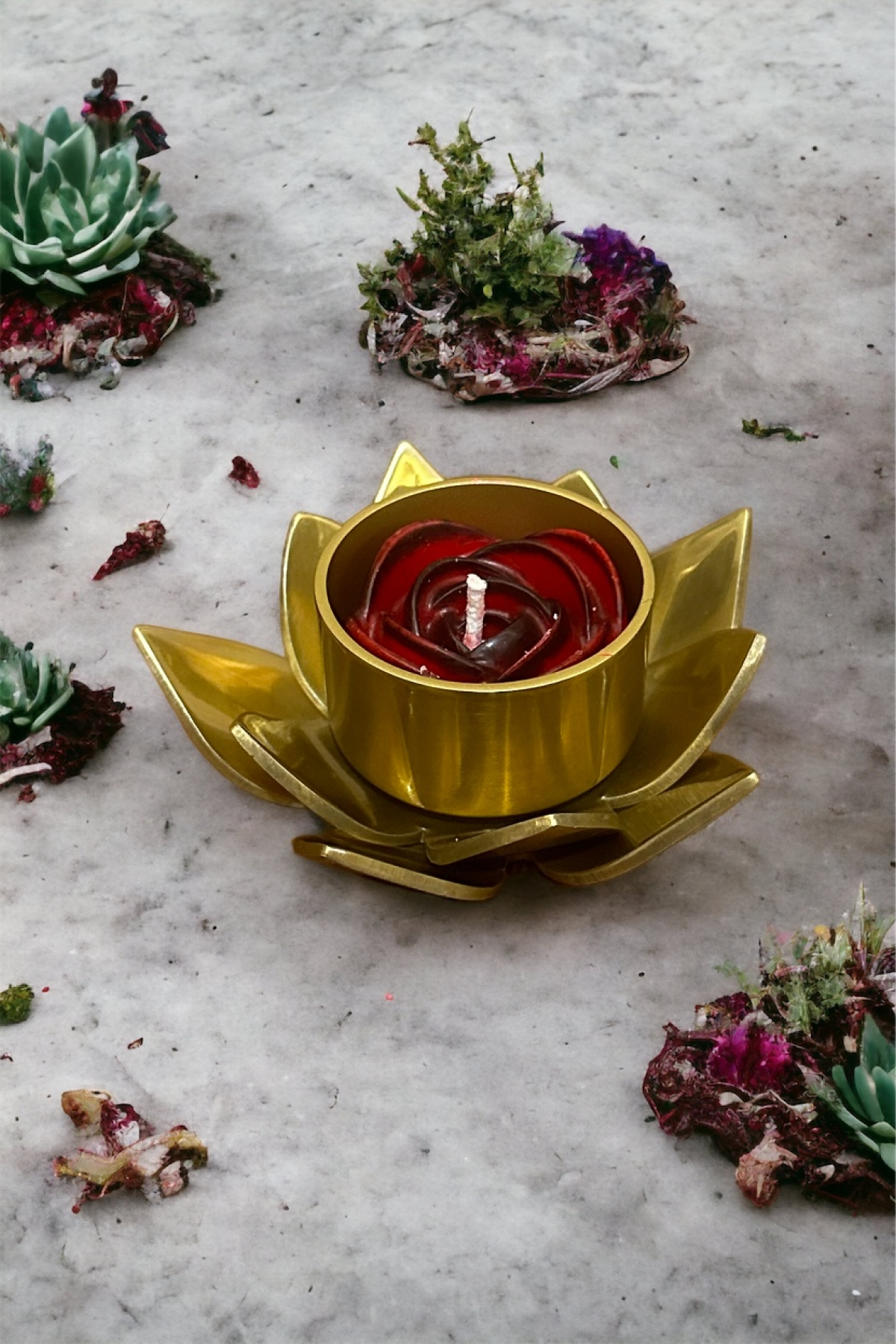%100 Doğal Soya Mumu Gül Şeklinde Tealight Mum Kırmızı