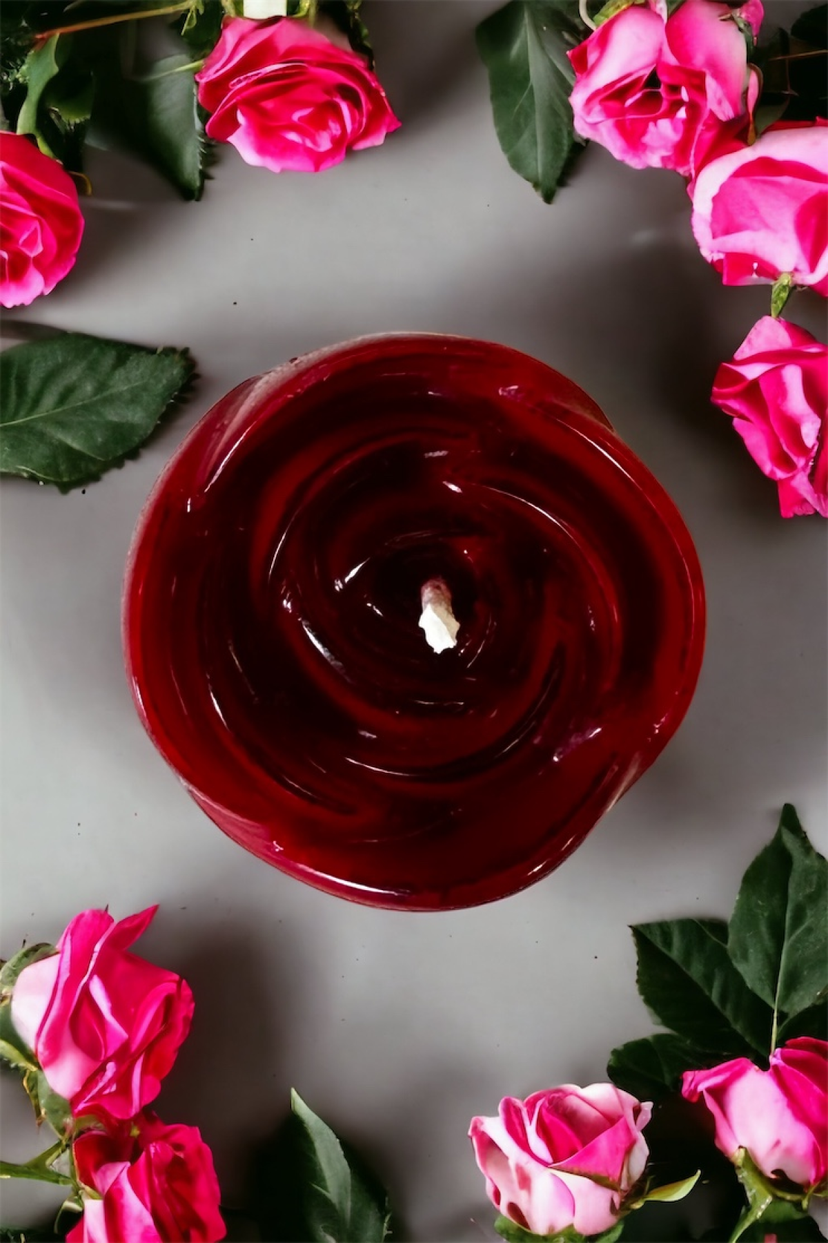 %100 Doğal Soya Mumu Gül Şeklinde Tealight Mum Kırmızı